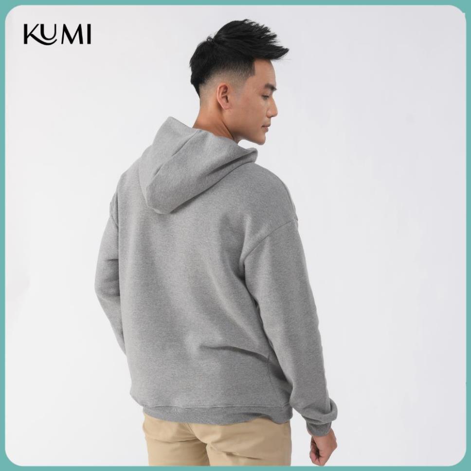 Áo Hoodie Nam Dài Tay Có Mũ Chất Nỉ Bông Cao Cấp Kumi, Áo Nỉ Nam Basic Có Mũ Thời Trang Trẻ Trung Năng Động - Ghi