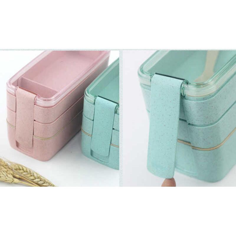 Hộp Cơm 3 Tầng Giữ Nhiệt Lúa Mạch Luch Loại To 900Ml Phù Hợp Cho Dân Văn Phòng
