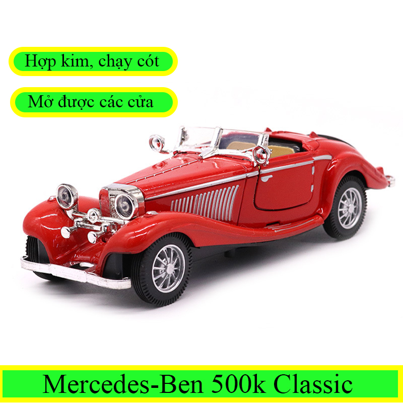 Mô hình xe ô tô mui trần MERCEDES - BEN 500K CLASSIC phong cách cổ điển chất liệu hợp kim, chạy cót