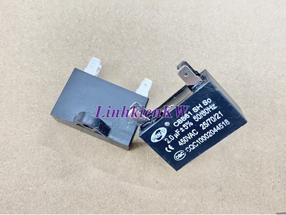 Tụ Quạt ĐIều Hòa 2uf 450v Chân Jack, Mới, Chính gốc 100%