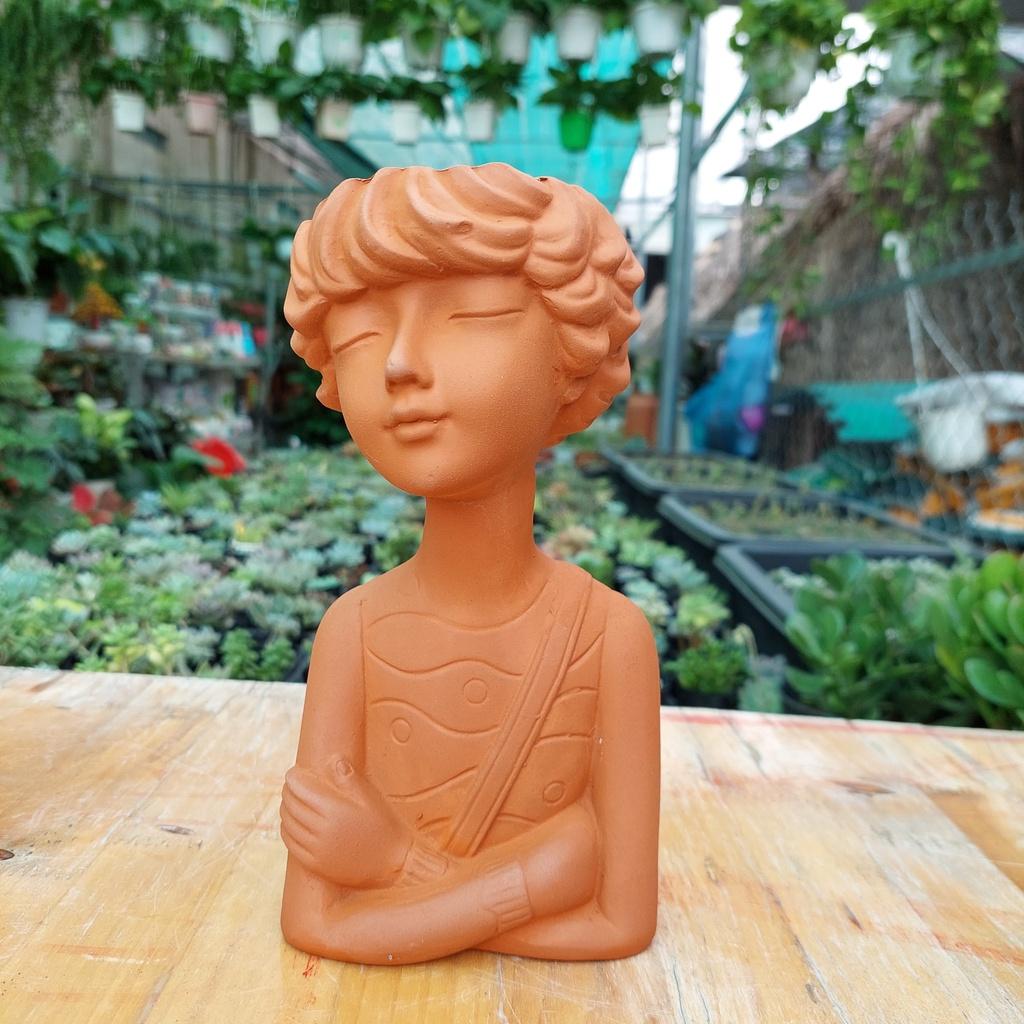 Chậu đất nung Bình Dương - Tomboy, miệng chậu 7cm, chiều cao 20cm