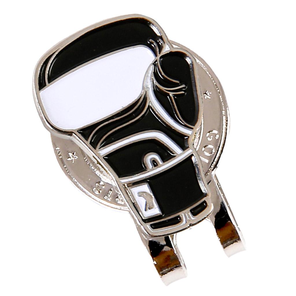 Golf Hat Clip with Detachable Magnetic Golf Ball Marker Glove Pattern Black