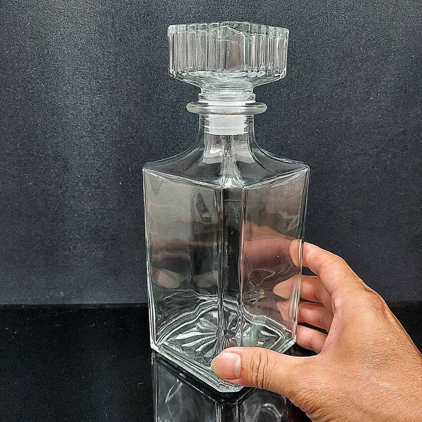 Bình Đựng Rượu Thủy Tinh 1 Lít cao cấp mẫu vuông trơn – Vỏ Chai Rượu Đẹp 1000ML - Chai Đựng Rượu Thủy Tinh chưng bàn ăn sang trọng