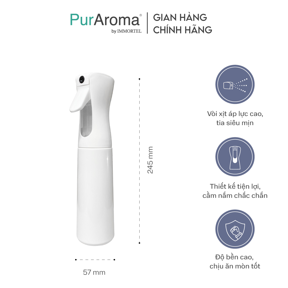 Chai Xịt Phun Sương 300ML PurAroma - Công Nghệ Nén Phun Hạt Nano Siêu Mịn