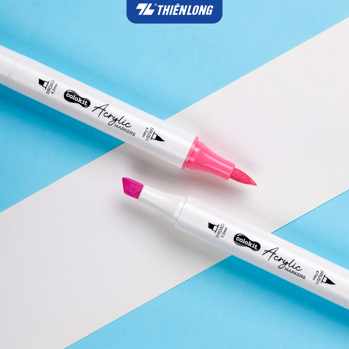 Bút sơn/ Bút lông 12/24/36 màu - Acrylic Markers 2 đầu ngòi ThiênLong Colokit - Màu sắc tươi sáng Trang trí đa chất liệu