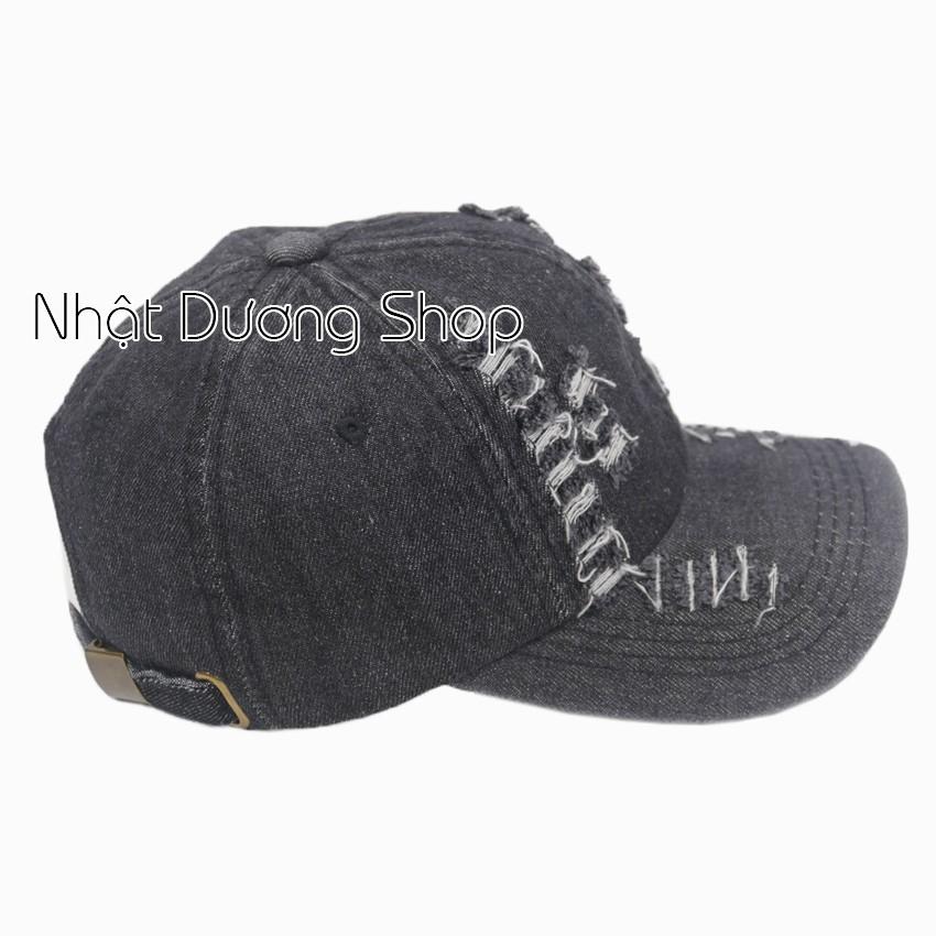 Nón kết jeans rách 1 lớp đơn giản - Đen