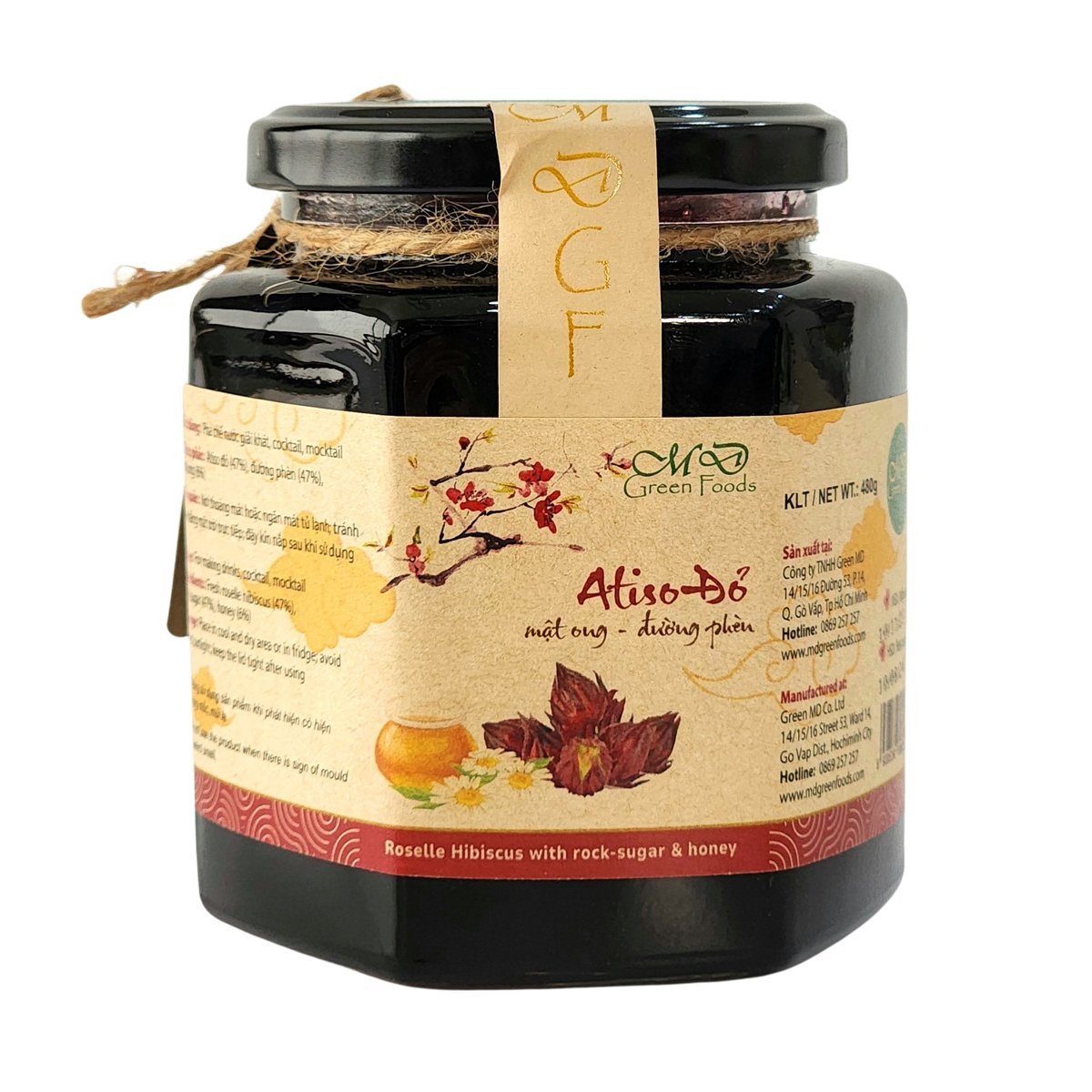 Atiso đỏ mật ong đường phèn Green Foods - Hũ 480g