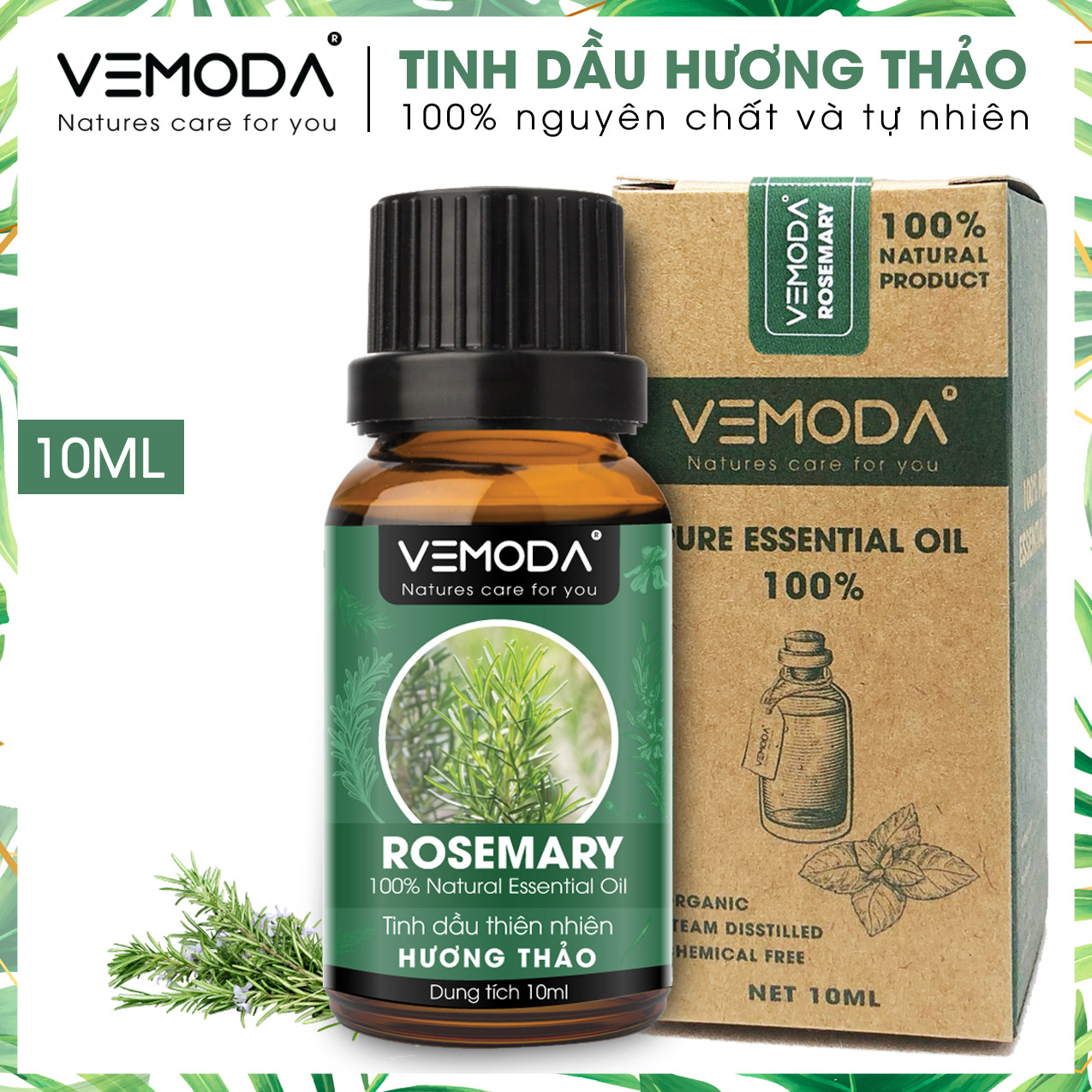 Tinh dầu Hương thảo cao cấp. Rosemary Essential Oil. Tinh dầu xông phòng giúp khử mùi kháng khuẩn, tăng cường sức đề kháng, giảm căng thẳng. Tinh dầu thơm phòng cao cấp Vemoda