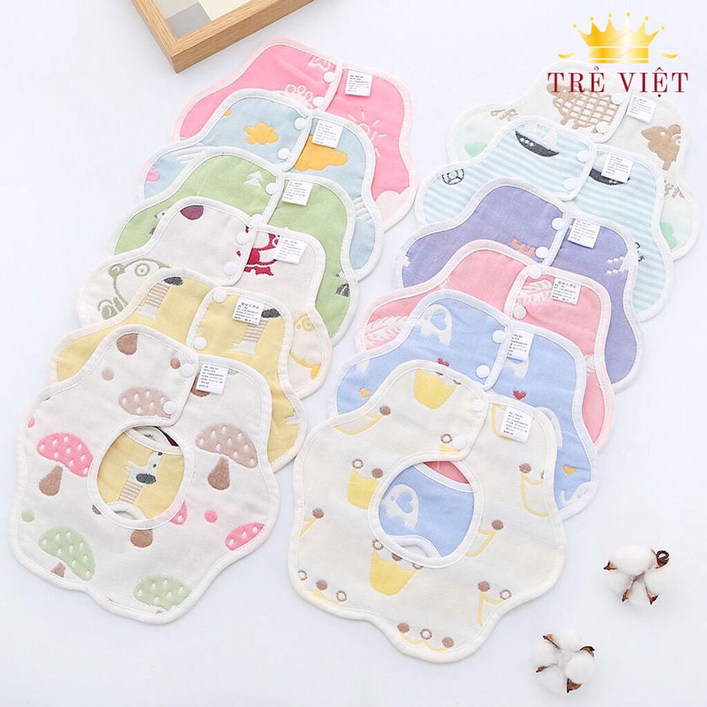 Yếm sơ sinh, yếm ăn dặm cho bé chất liệu vải cotton 6 lớp mềm mại, có màu sắc dành riêng cho yếm bé trai, yếm bé gái sơ sinh