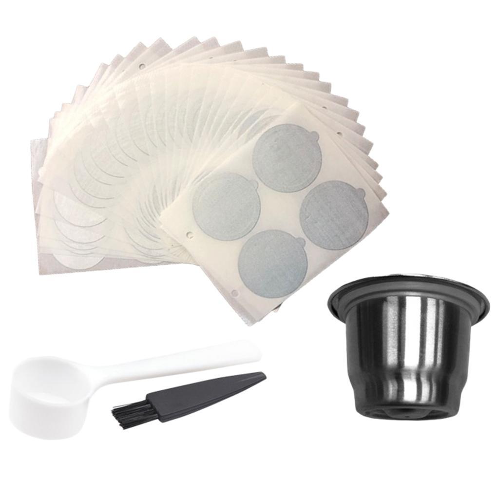 Reusable Coffee Capsule Cup Filter with Aluminum Foil Lids for Home Office