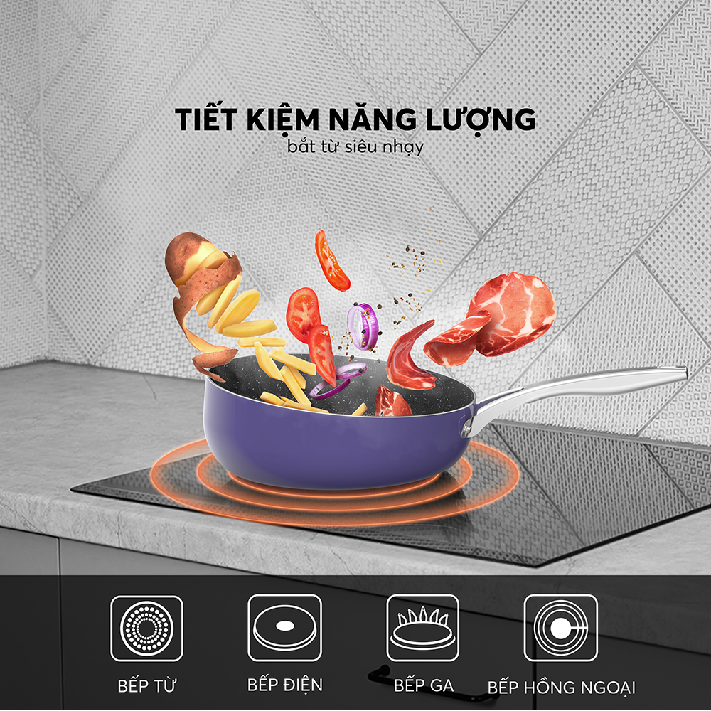 Chảo Xào Rán Chống Dính Full induction Elmich Hera 8245 20cm/8246 24cm/8247 26cm/8248 28cm