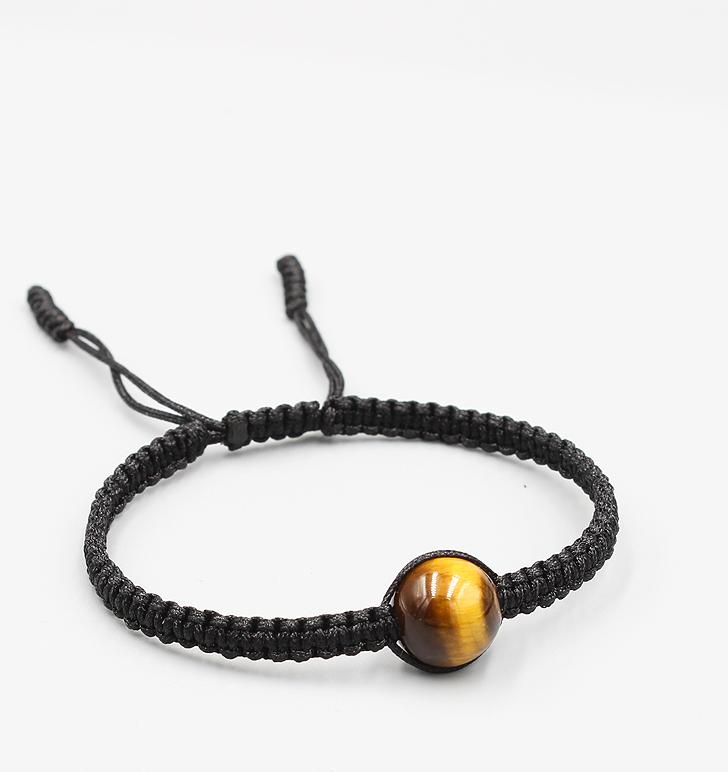 Vòng Tay Thắt Dây Thủ Công Phối Đá Mắt Hổ Vàng Đen Tự Nhiên  10mm