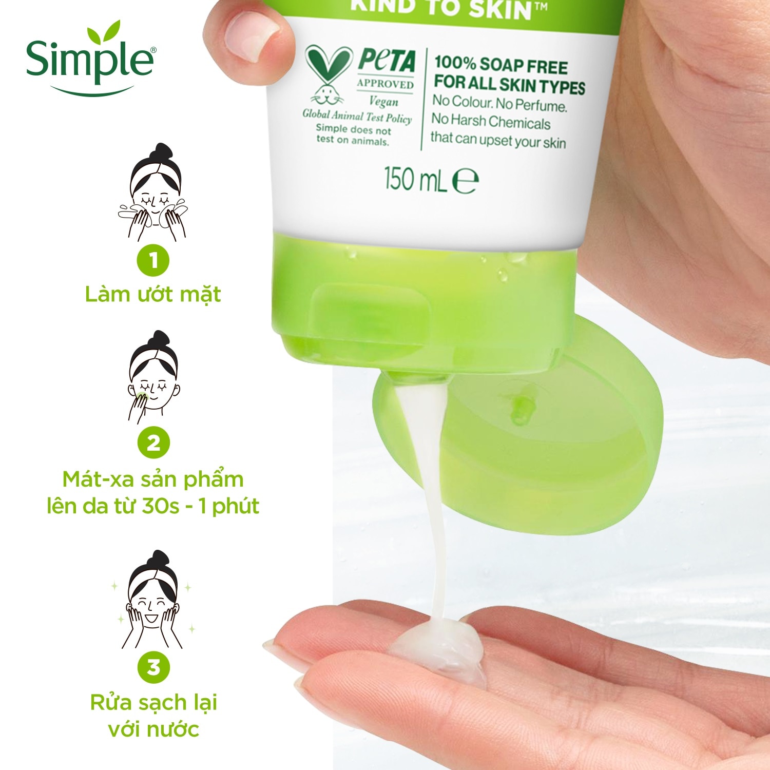 Sữa Rửa Mặt Simple Moisturising Facial Wash Dành Cho Da Khô và Da Nhạy Cảm 150ml