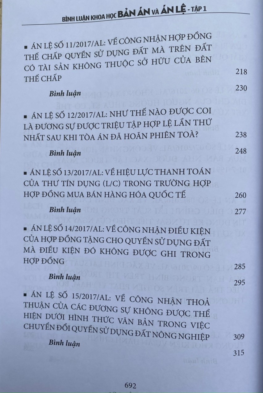 Bình Luận Khoa Học Bản ÁnVà Án Lệ - Tập 1