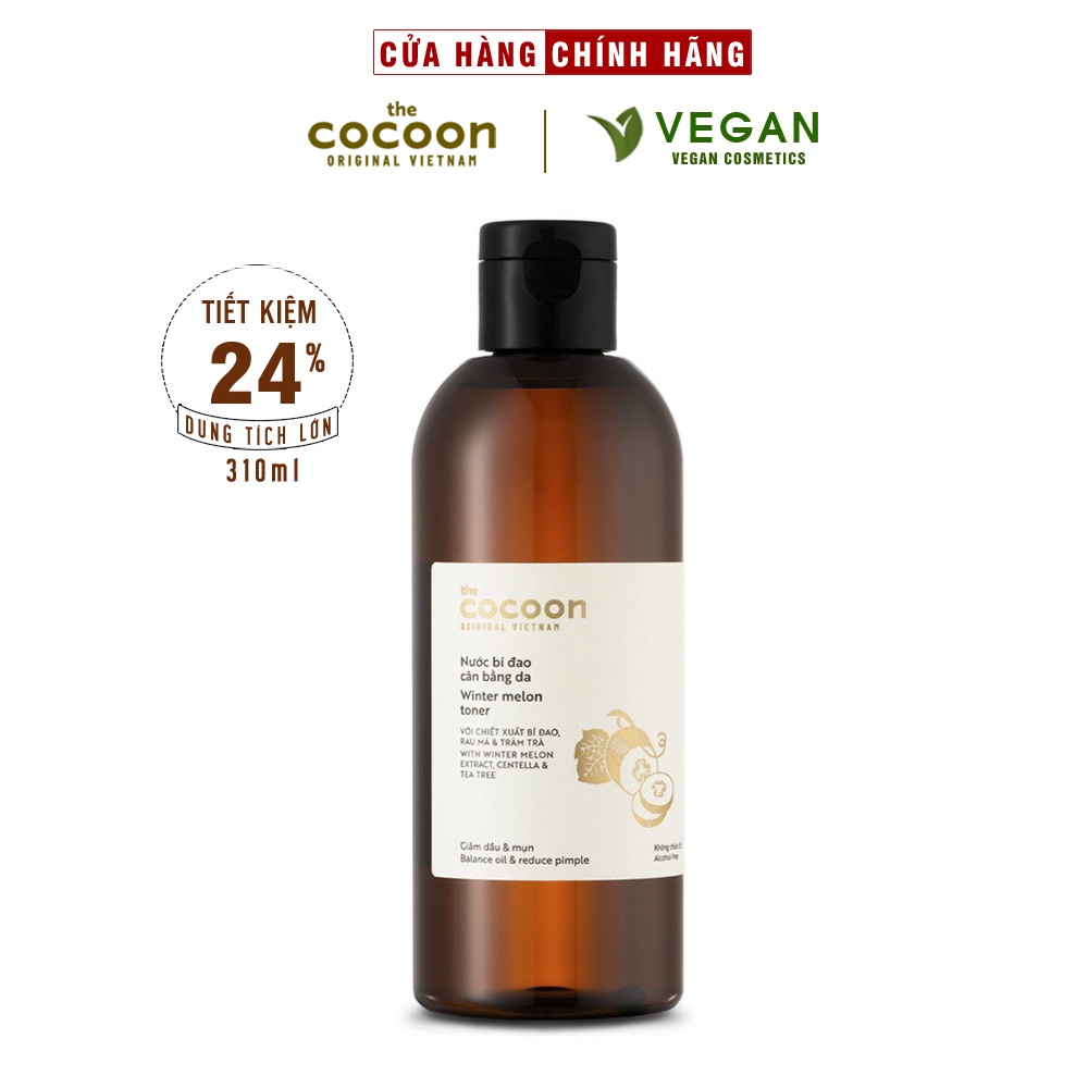 Toner nước bí đao cân bằng da Cocoon 310ml ngăn ngừa mụn ẩn, làm sạch da thuần chay