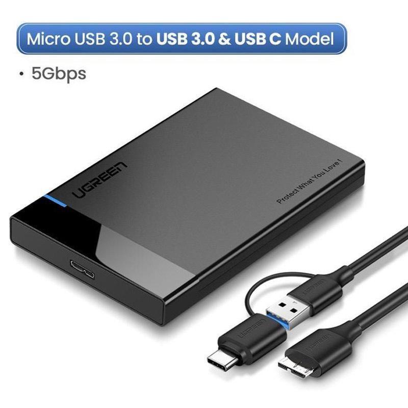 Ugreen UG60734US221TK USB 3.0 5Gbps ra 2.5inch SATA hộp đựng ổ cứng - HÀNG CHÍNH HÃNG