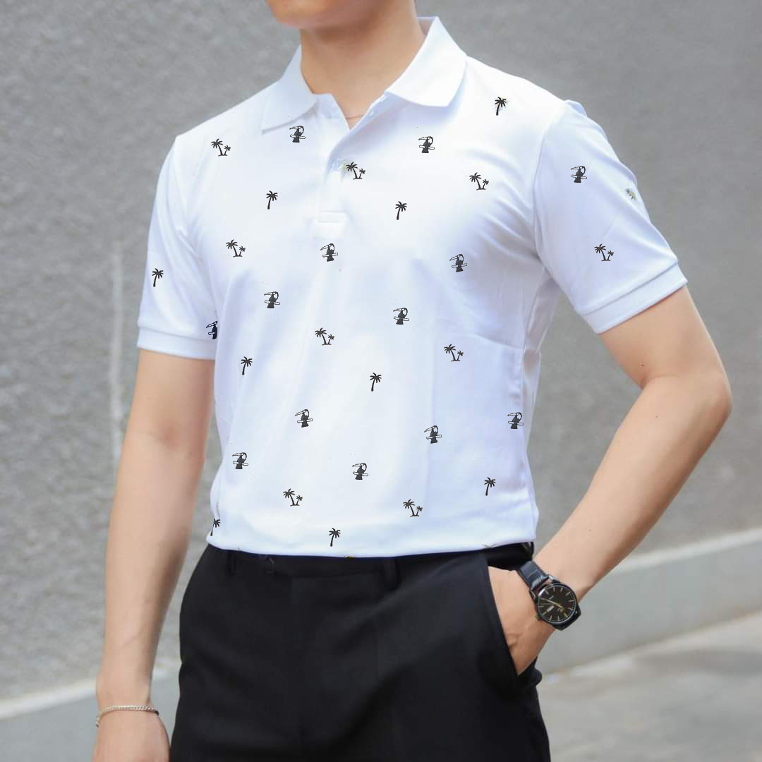 Áo Polo Nam Họa Tiết - Vải Cá Sấu Cotton Ngắn Tay - Cao Cấp - Sang Trọng - Thoáng Khí