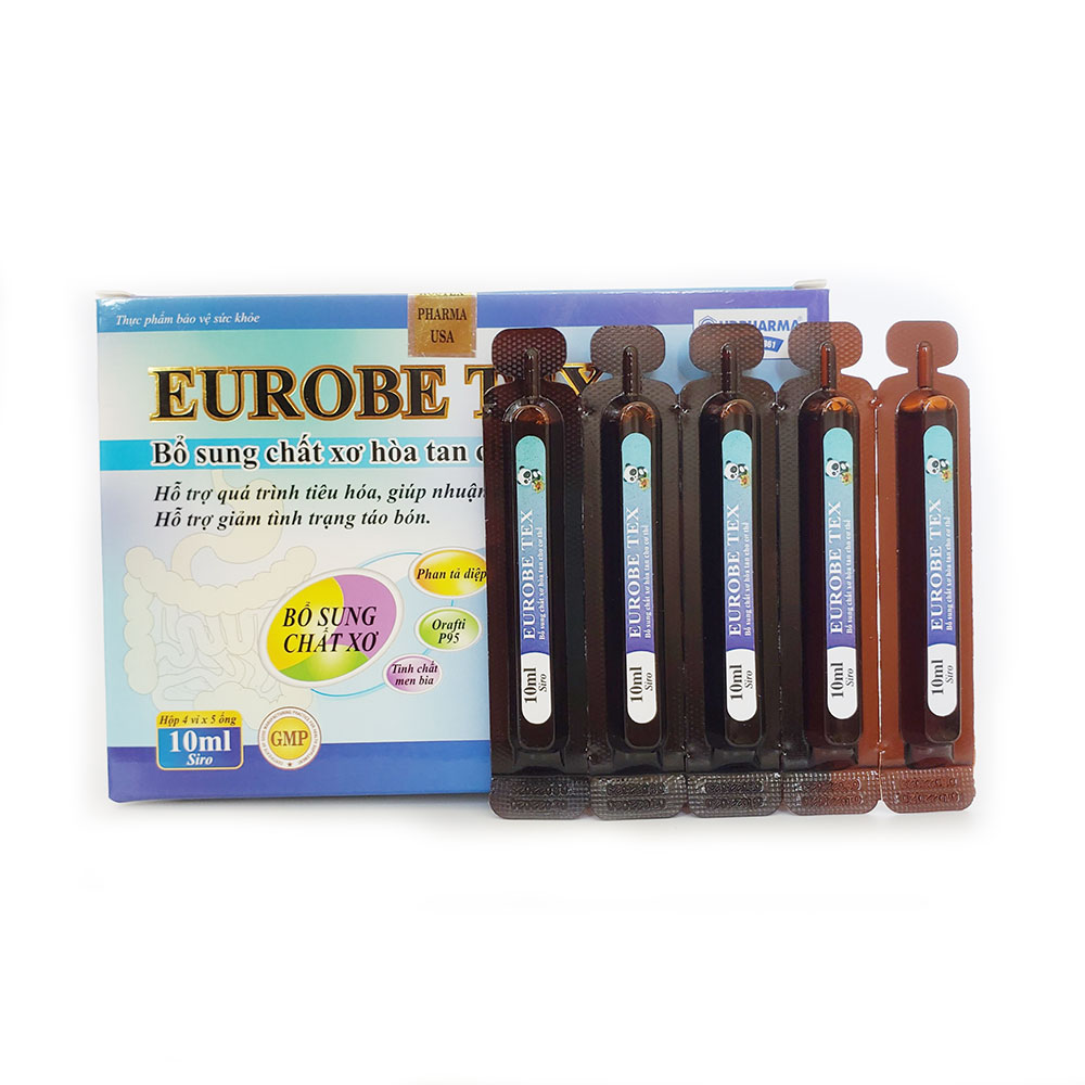 Siro EUROBE TEX Bổ sung chất xơ hòa tan, hỗ trợ tiêu hóa, giúp nhuận tràng, giảm tình trạng táo bón - Hộp 20 ống x10ml