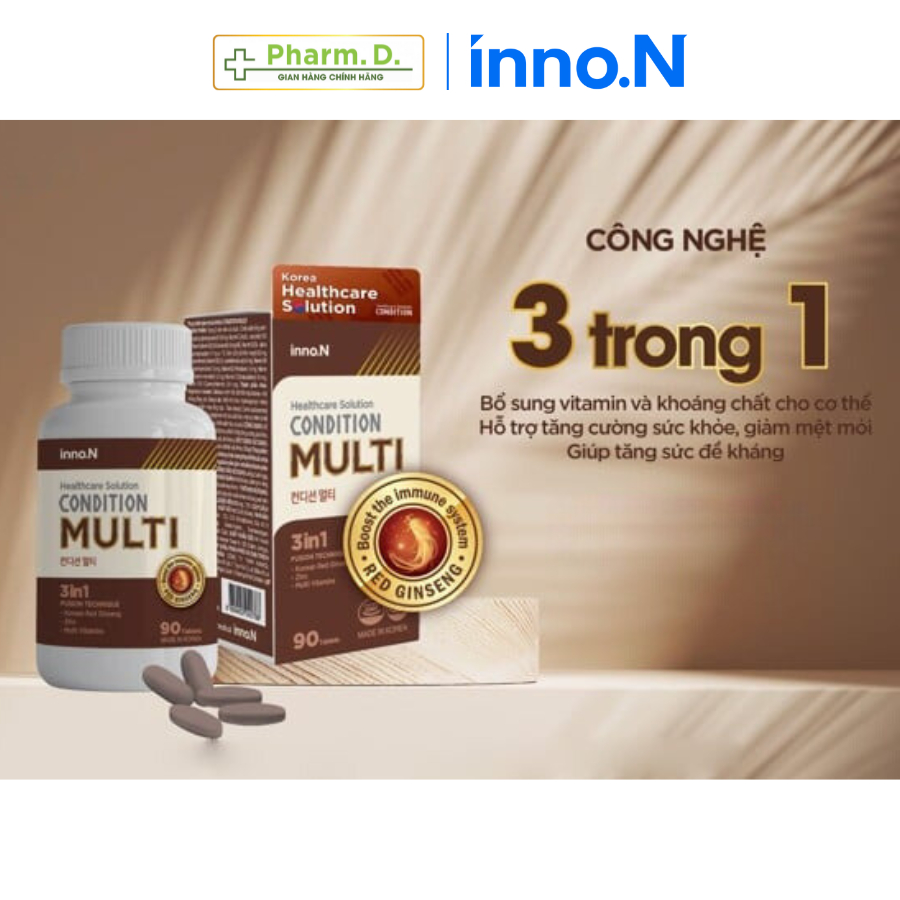 Viên Uống CONDITION Multi inno.N Bổ Sung Vitamin, Kẽm Và Chiết Xuất Hồng Sâm Hỗ Trợ Sức Khỏe (90 Viên)