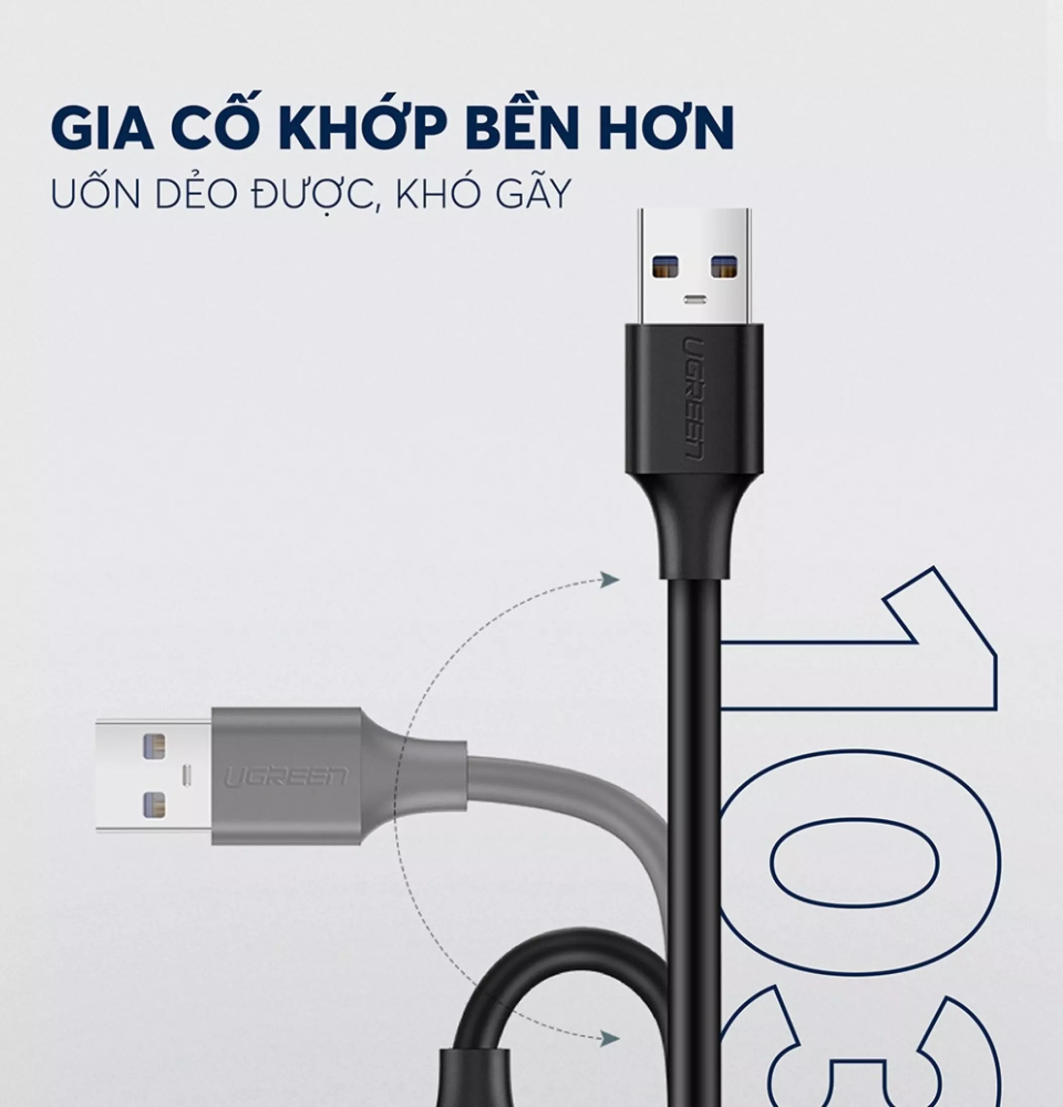 Dây nối dài USB 2.0 (1 đầu đực, 1 đầu cái) dài 1m UGREEN US103 10314 - Hàng chính hãng