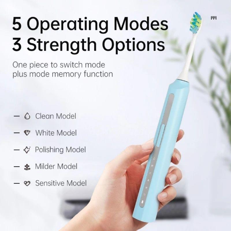 Bàn chải điện TEKKIN TI-863 5 chế độ tặng hộp đựng cá tính đánh cực mạnh  - hàng chính hãng
