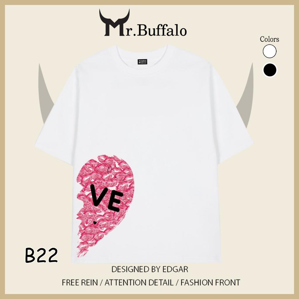 Áo Thun Đôi, Cặp Mr.Buffalo "Love" Tshirt Cotton 100% có bigsize Unisex Local Brand B21B22 - B21 Trắng, B21 Trắng