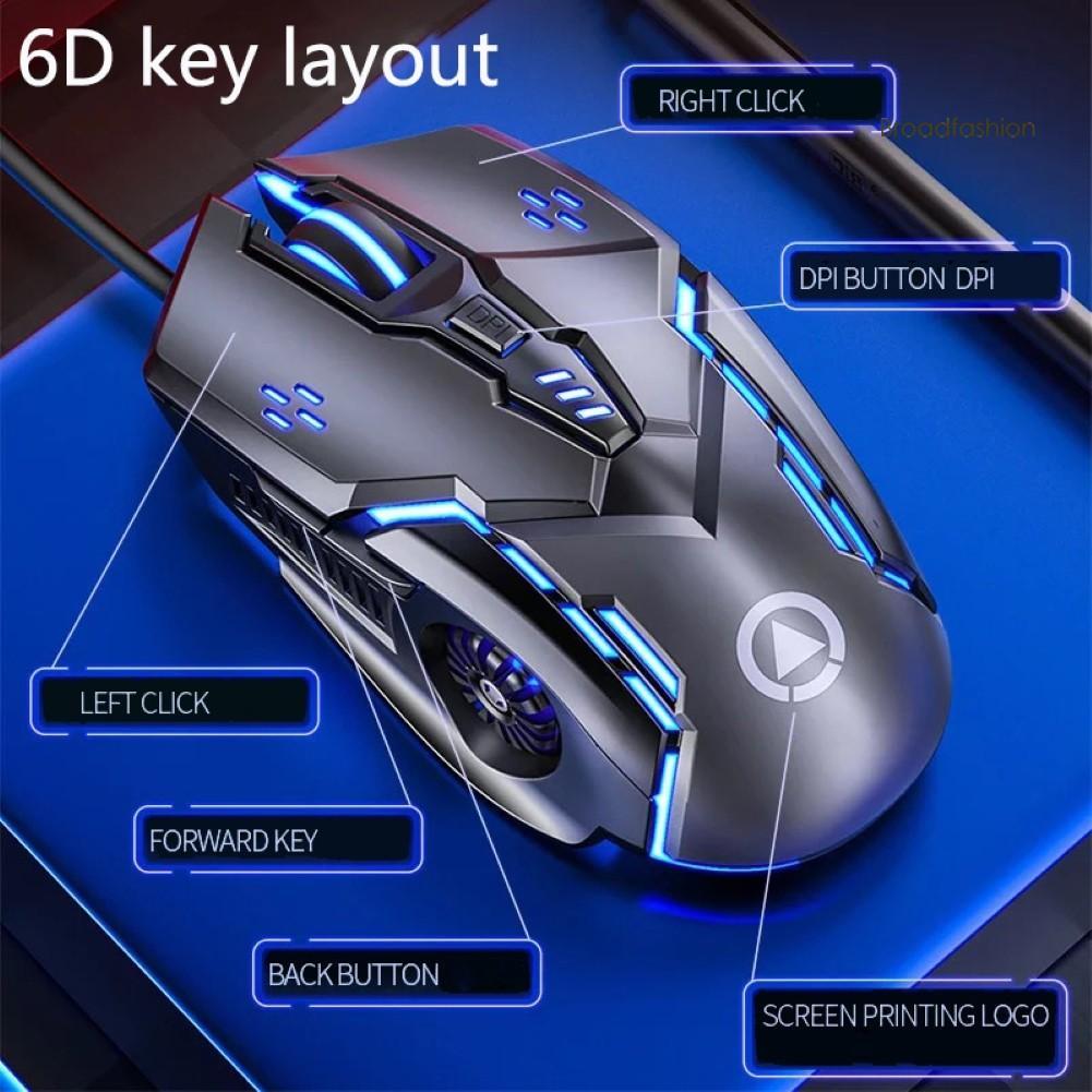 Chuột Máy Tính Có Dây Đèn Led 6 Nút 3200dpi