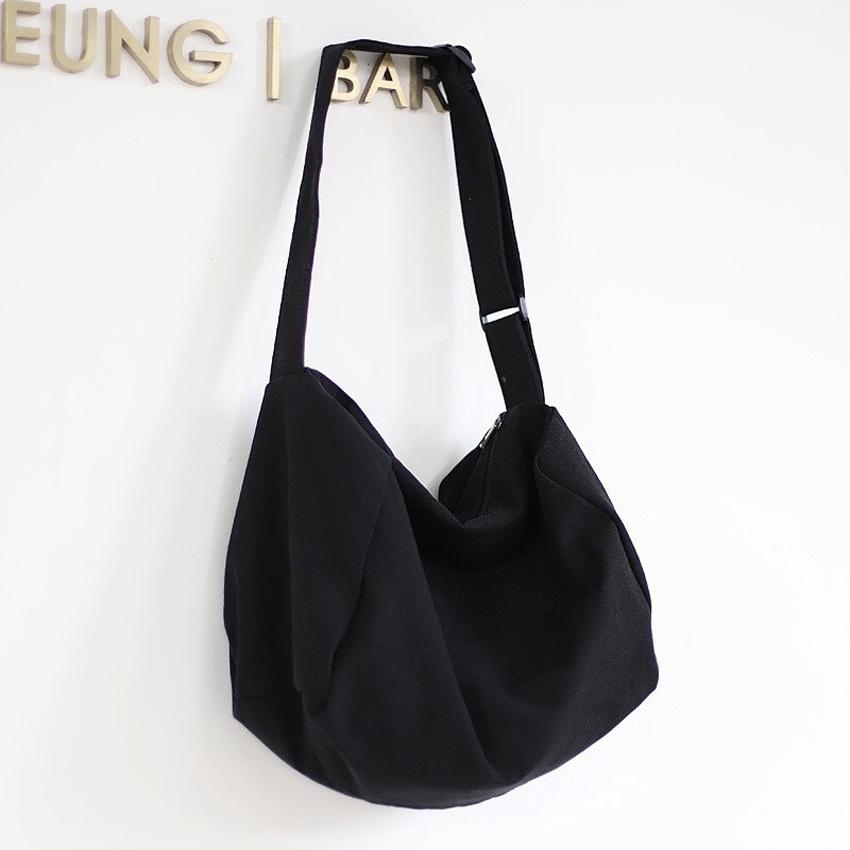 Túi tote, túi đeo chéo vải canvas trống siêu to có khoá kéo và túi con phong cách Ulzzang để được sách Tuinuxinh68 551