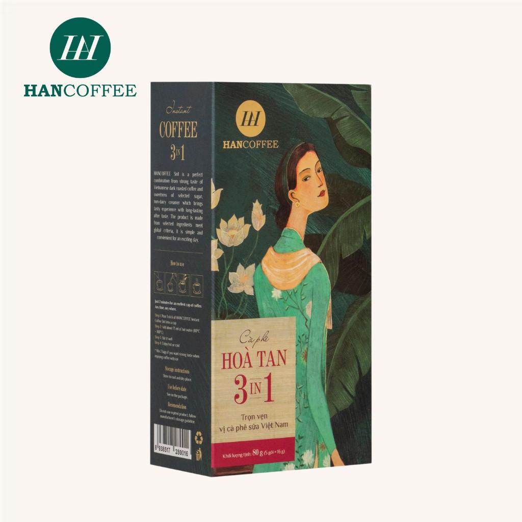 Cà Phê Hòa Tan 3IN1 Sấy Lạnh HANCOFFEE Đậm Hương Cà Phê, Thơm Nhẹ Mùi Sữa Hộp 5 Gói - HN3IN1S