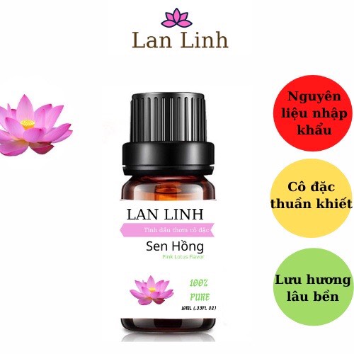 Tinh dầu thiên nhiên nguyên chất thơm lâu hương Hoa Sen Hồng cô đặc Lan Linh, khử mùi, xông thư giãn 10ml