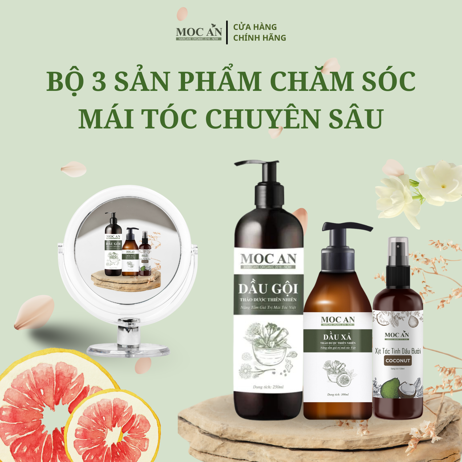 Xịt Kích Mọc Tóc Tinh Dầu Bưởi Dừa Non ( Coconut ) 120ml Mộc Ân Haircare hỗ trợ giảm rụng, giảm mảng bám gàu trên da đầu