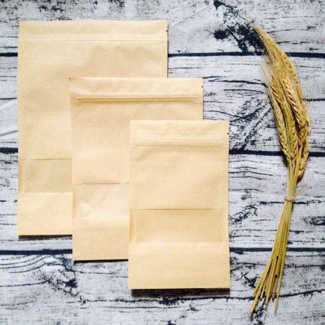 500gr túi zipper giấy kraft có cửa sổ