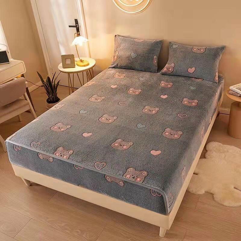 BỘ GA GỐI NỈ SỮA BO CHUN BỌC ĐỆM