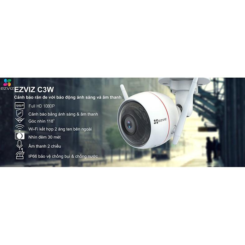 Camera Wifi Ngoài Trời EZVIZ C3W 1080P có đèn còi Báo Động, đàm thoại 2 chiều - Hàng Chính Hãng