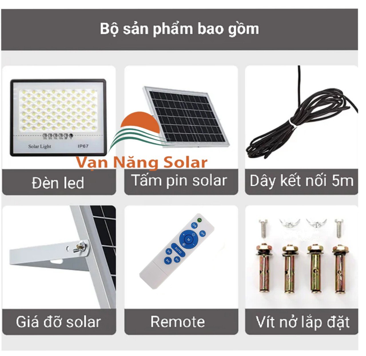 Đèn năng lượng mặt trời chống lóa Vạn Năng Solar 300w