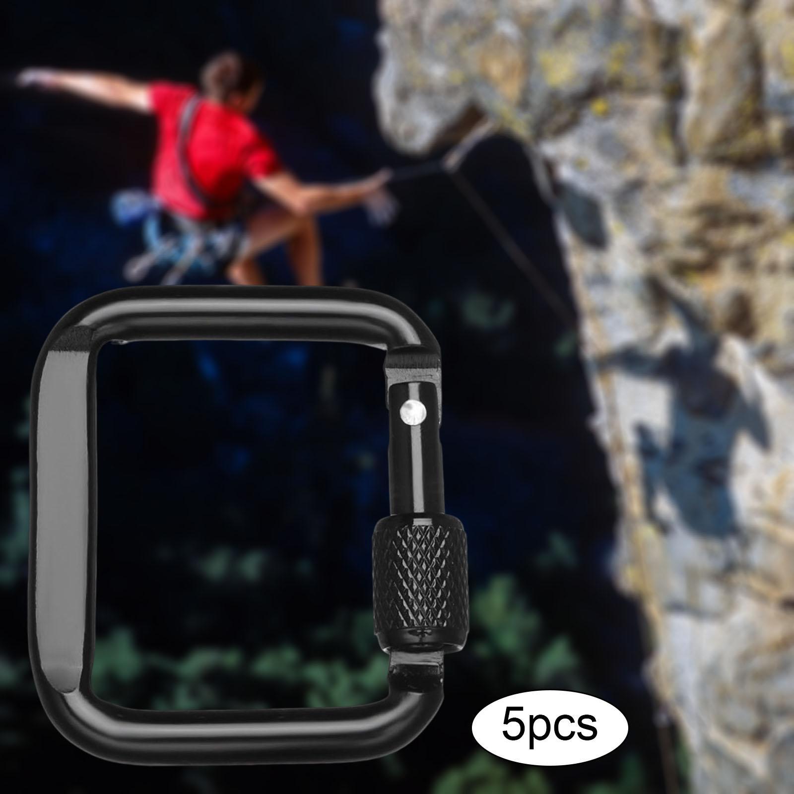 5Pcs Carabiner Clip Backpack Hanger Heavy Duty for Hiking Camping Mountain Black