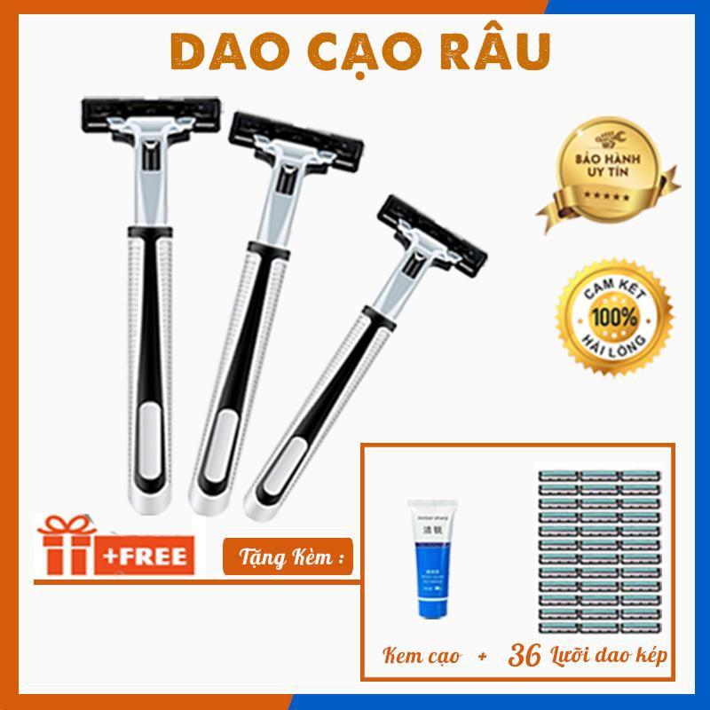 Dao cạo râu tặng kèm 36 lưỡi dạo kép siêu bén, cạo siêu sạch, siêu êm