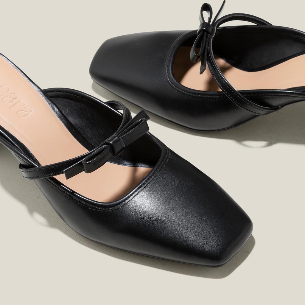 Vascara Guốc Mary Janes Mũi Vuông Nhấn Nơ - GNN 0201