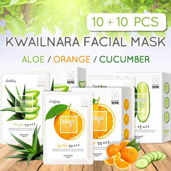 Hộp 10 mặt nạ dưa leo Kwailnara Cucumber Facial Mask Hàn Quốc 10x20ml tặng thêm móc khóa