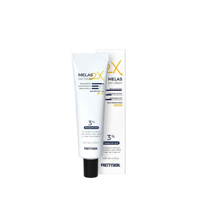 Combo 2 Kem nám ngày Melas 2X Day Cream và kem đêm Melas 2X Night Cream Prettyskin 50ml