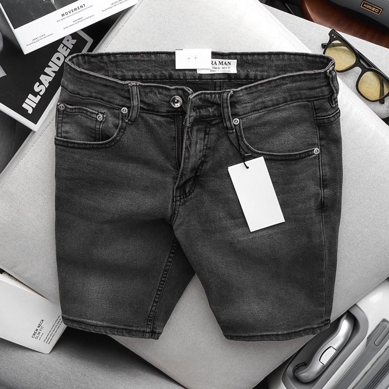 Quần short jean nam VNXK cao cấp jean co giãn màu xám đen