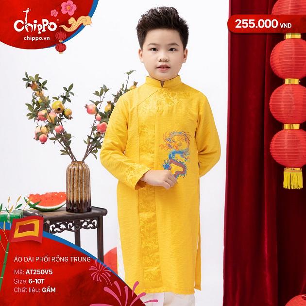 Áo dài bé trai Tết Chippo dáng cách tân mẫu mới 2023 cho bé trai 6 7 8 9 10 Tuổi từ 21-34kg Quần áo trẻ em