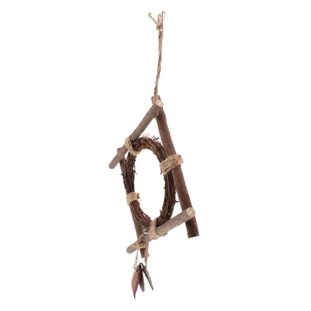 Pet Parrot Wood Rotation Stand Perches Toy Hanging Swing Toys For Bird Cage