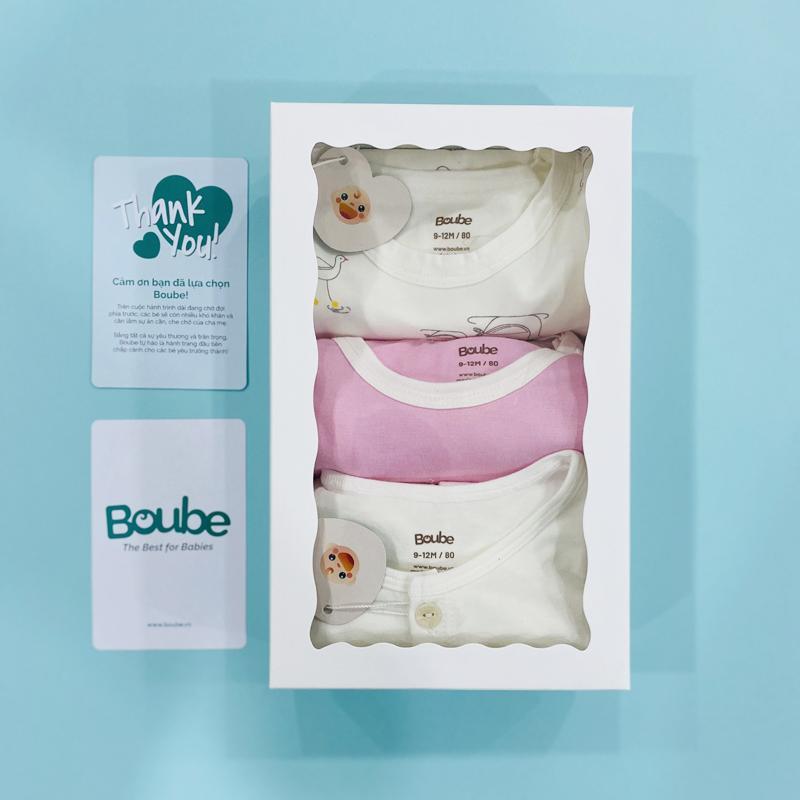 Combo quà tặng sơ sinh cho bé Boube - Chất liệu petit mềm mịn, thoáng mát - Size Newborn cho các bé dưới 6.5kg