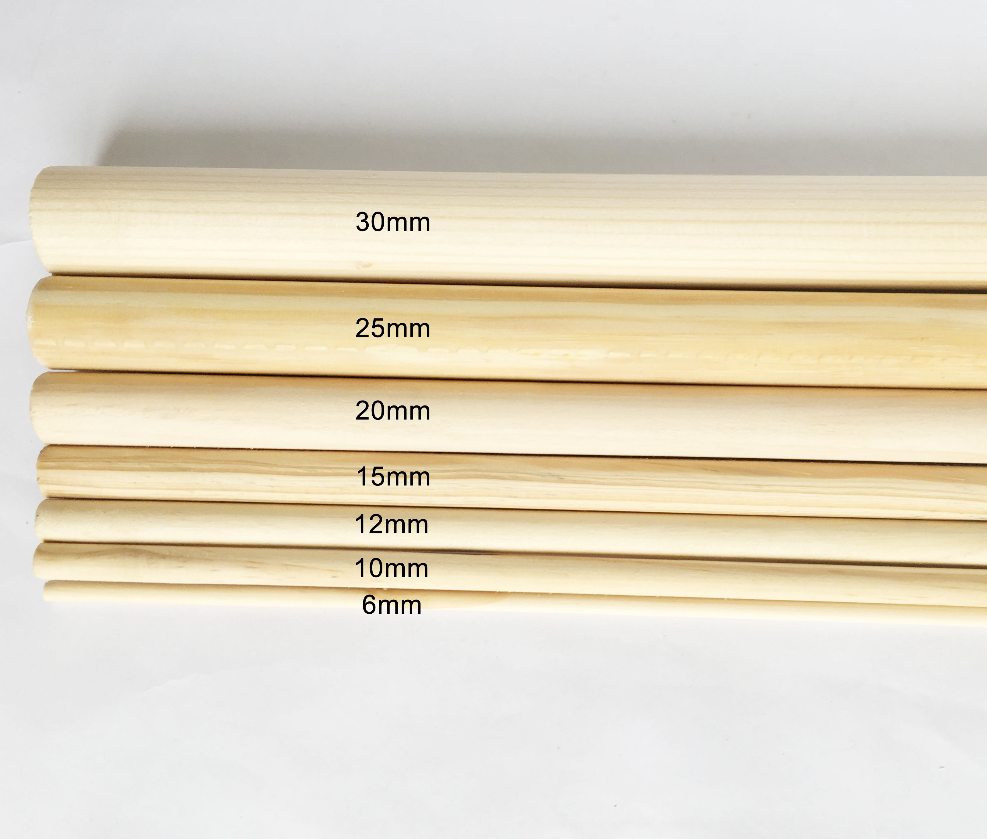 Combo 10 thanh gỗ tròn gỗ thông phi 0.6cm x 20-50-100cm dùng decor, treo mành, phụ kiện macrame