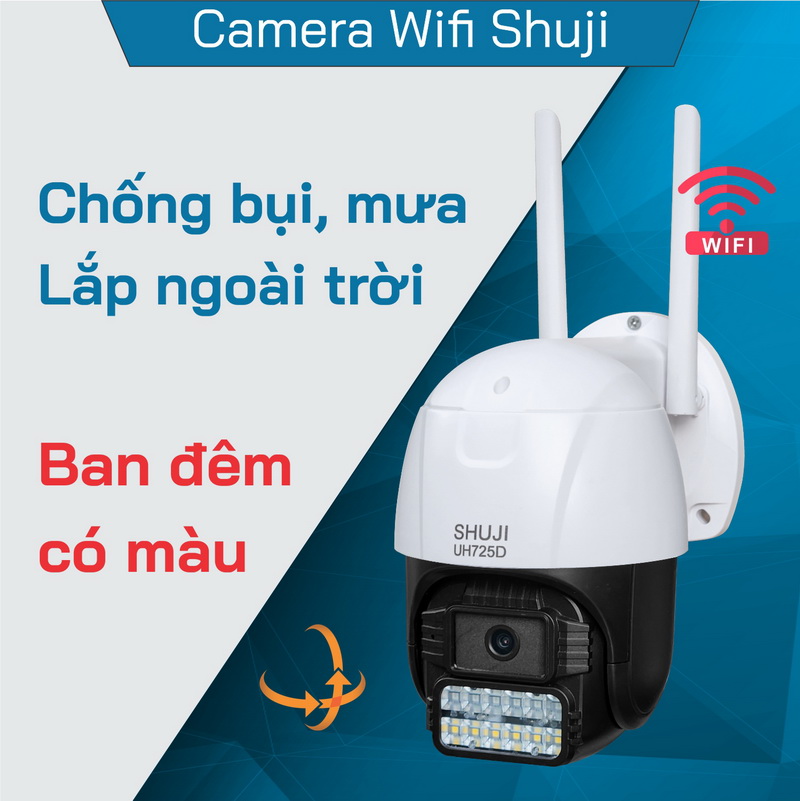 Hình ảnh Camera Wifi không dây SHUJI UH725D - Ban đêm có màu - Báo động hụ còi bật đèn khi có trộm đột nhập - 4.0MP cho hình ảnh đẹp gấp đôi Full HD1080 - Hàng chính hãng