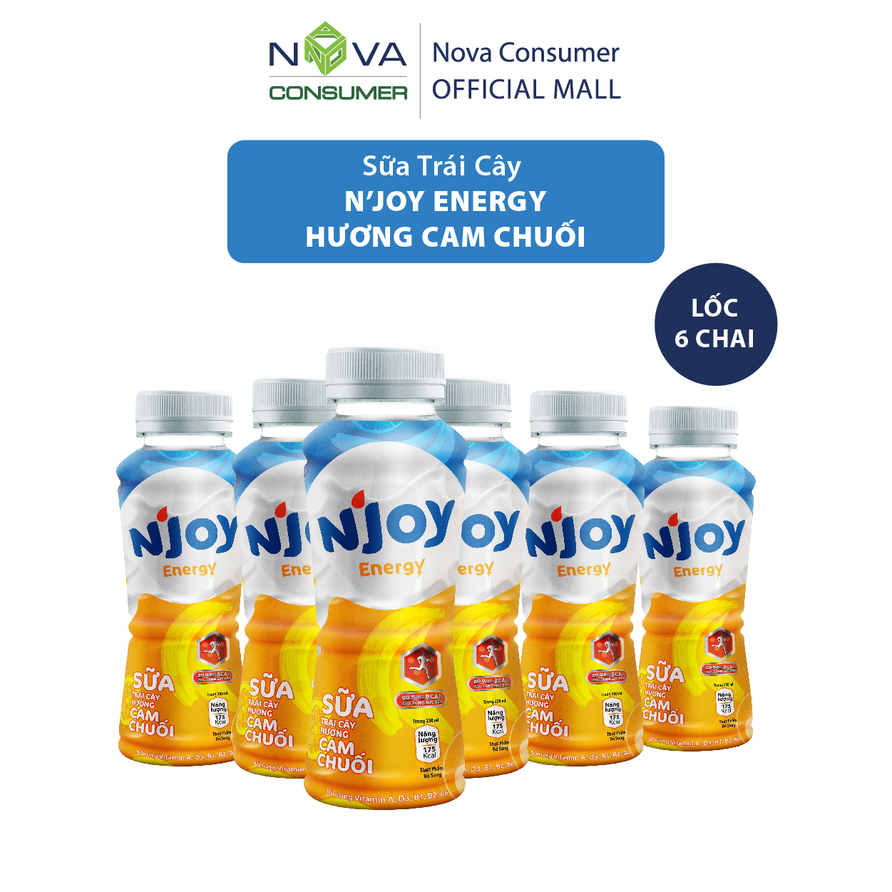 [Combo 6 chai] Sữa trái cây N’Joy Energy hương Cam Chuối (250ml x 6 chai)