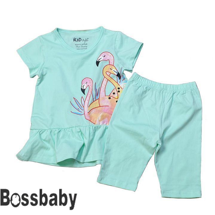 Bộ đồ áo tay ngắn,quần lửng cho bé gái dễ thương cho bé gái từ 7-24KG.