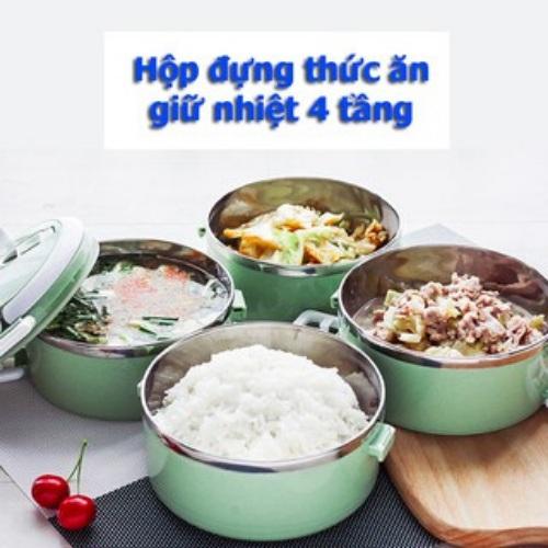 Hộp Cơm Giữ Nhiệt 4 Tầng Lúa Mạch Cao Cấp Dung Tích 2800Ml – Giao Màu Ngẫu Nhiên - Loại Tốt