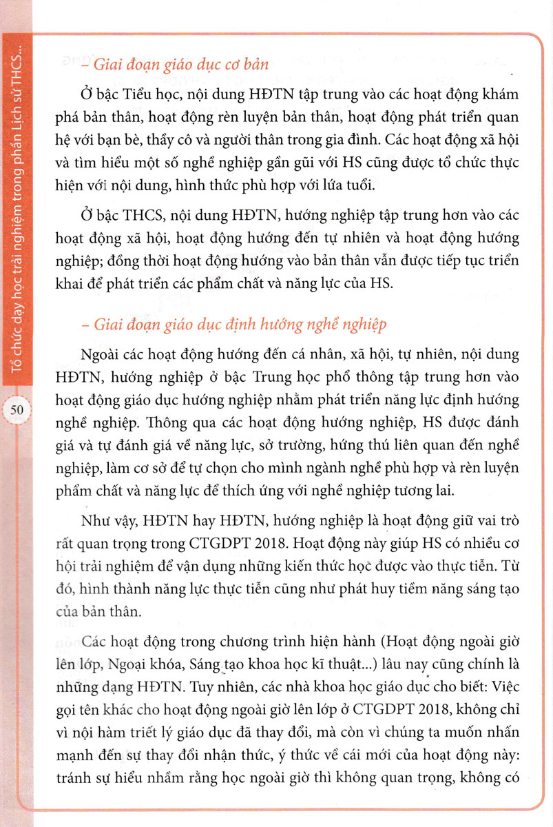 Sách - Tổ chức Dạy học trải nghiệm trong môn Lịch Sử và Địa lí THCS Phần Lịch Sử